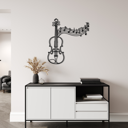 Music Note Violin Metal Wall Hanging