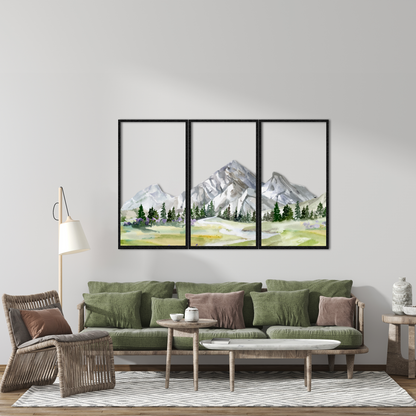 Triple Panel Mountain Wall Art – Nature Metal Landscape Decor