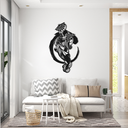 Japanese Geisha Metal Wall Decor