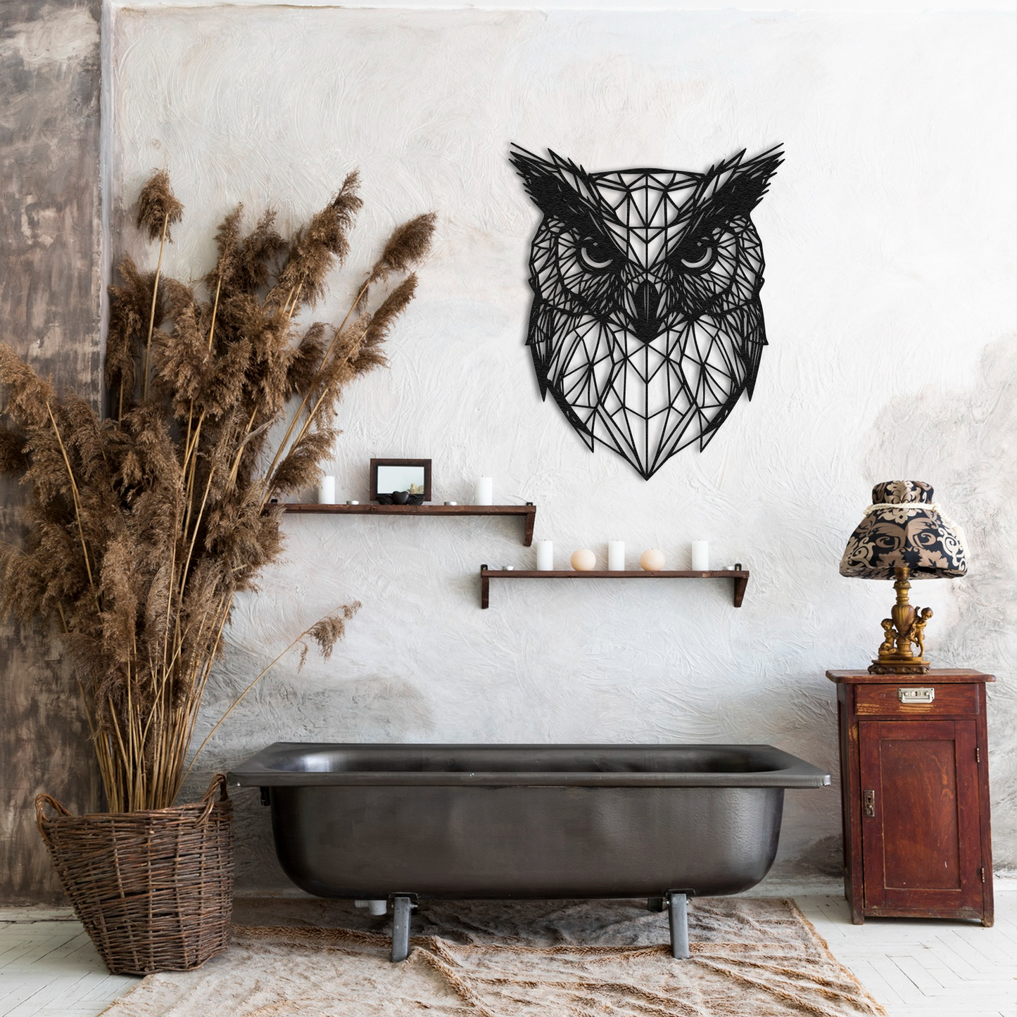Abstract Owl Metal Wall Decor