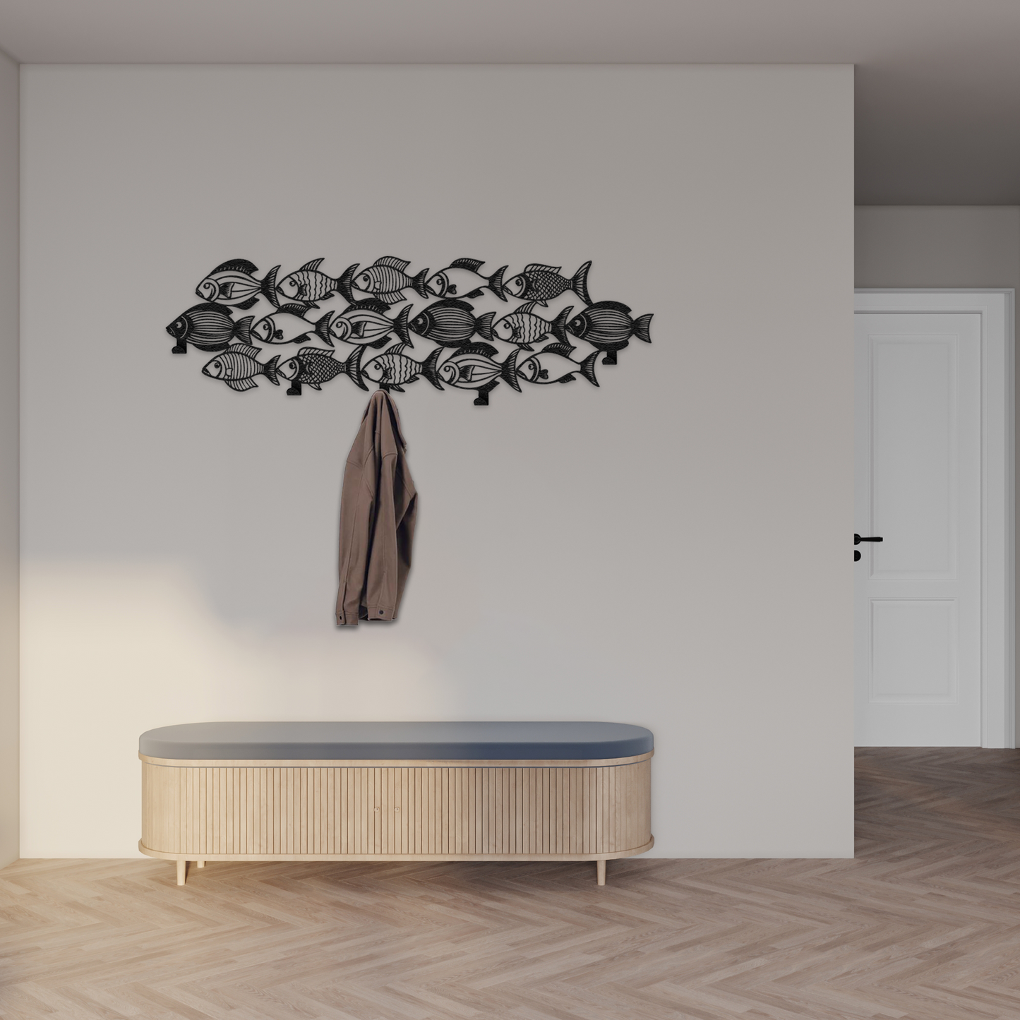 Coastal Fish Metal Wall Hook Rack