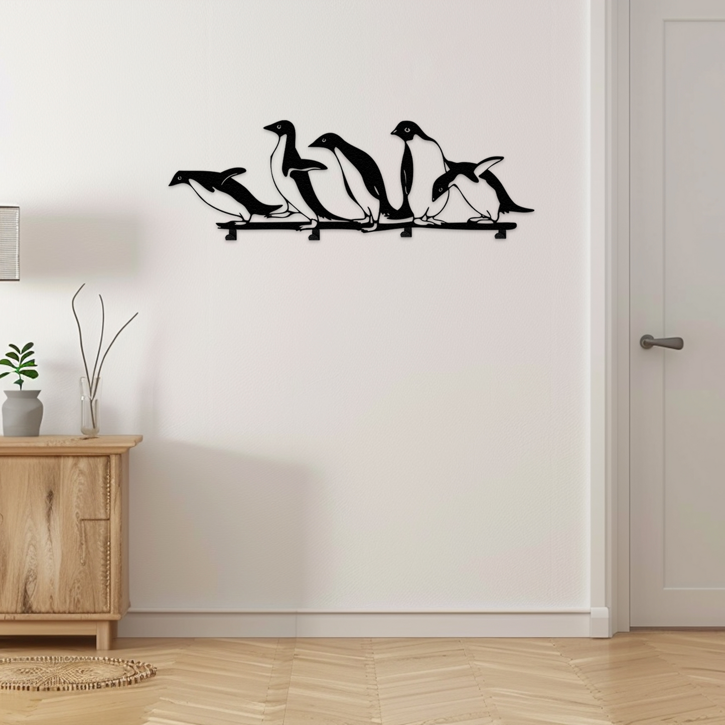 Penguin Family Metal Wall Hooks