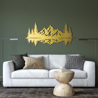 Modern Mountain and Forest Wall Sculpture
