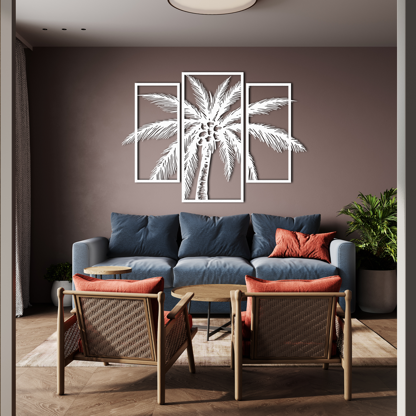 Palm Tree Metal Wall Art Set of 3