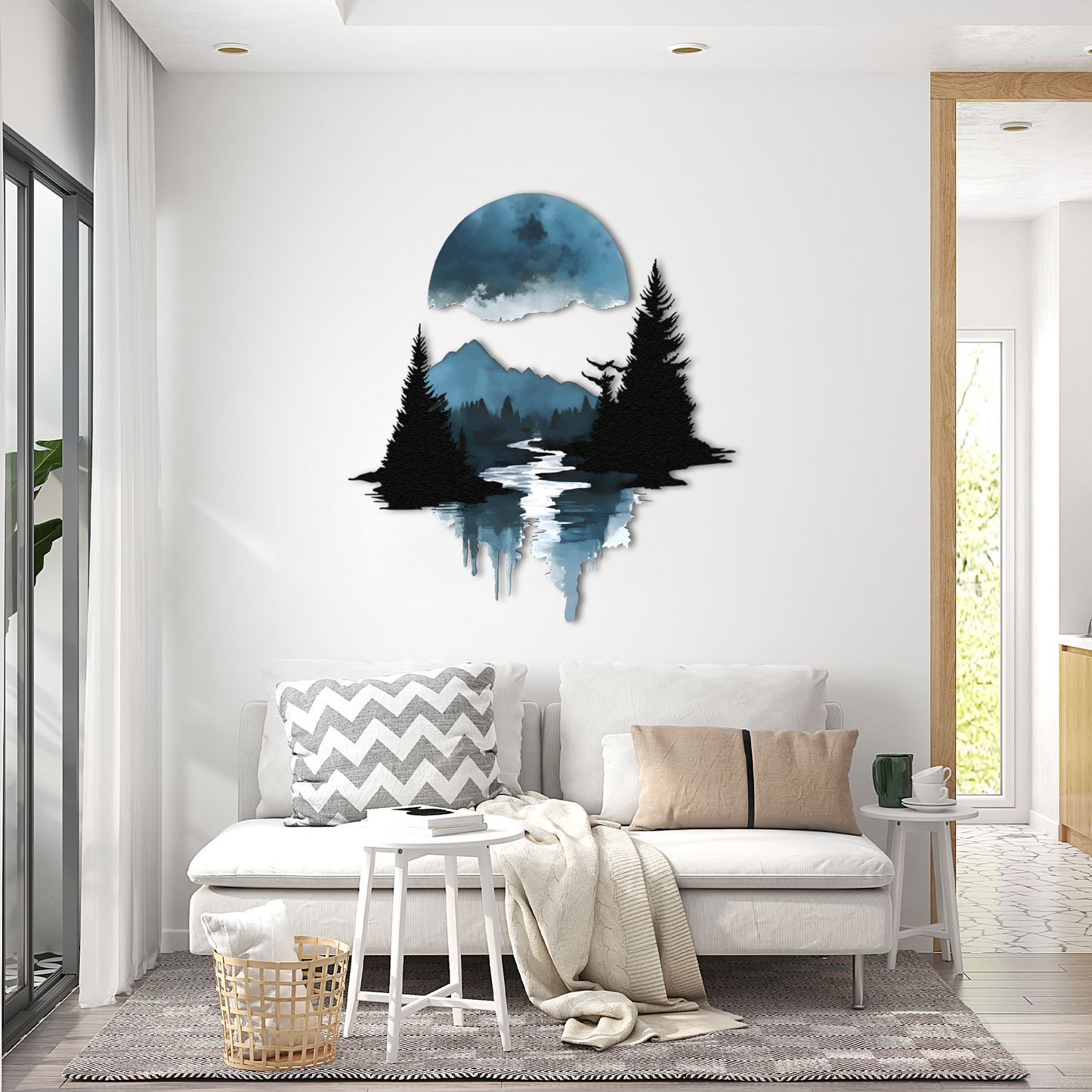 Mountain Forest Reflection Metal Wall Art