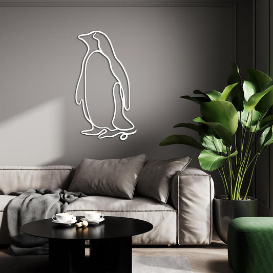 Penguin Line Art Metal Wall Decor