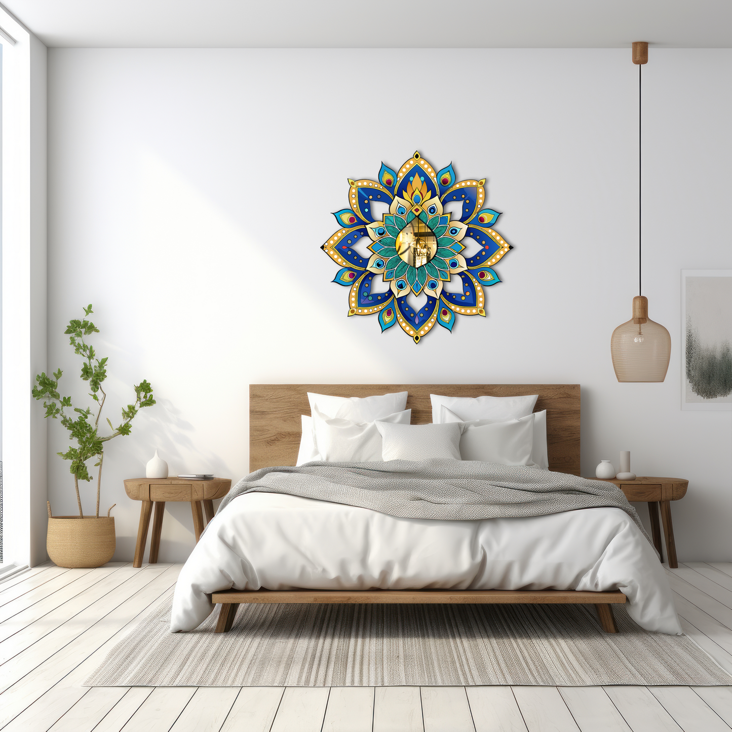 Boho Chic Mandala Mirror Wall Art – Geometric Metal Design