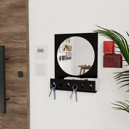 Minimalist Wall Mirror with Key Organizer