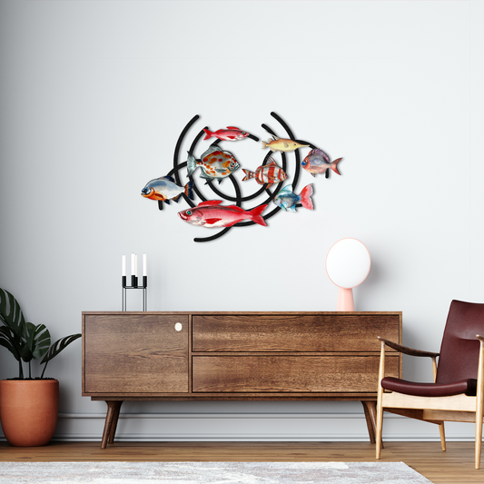 Colorful Fish Metal Wall Art