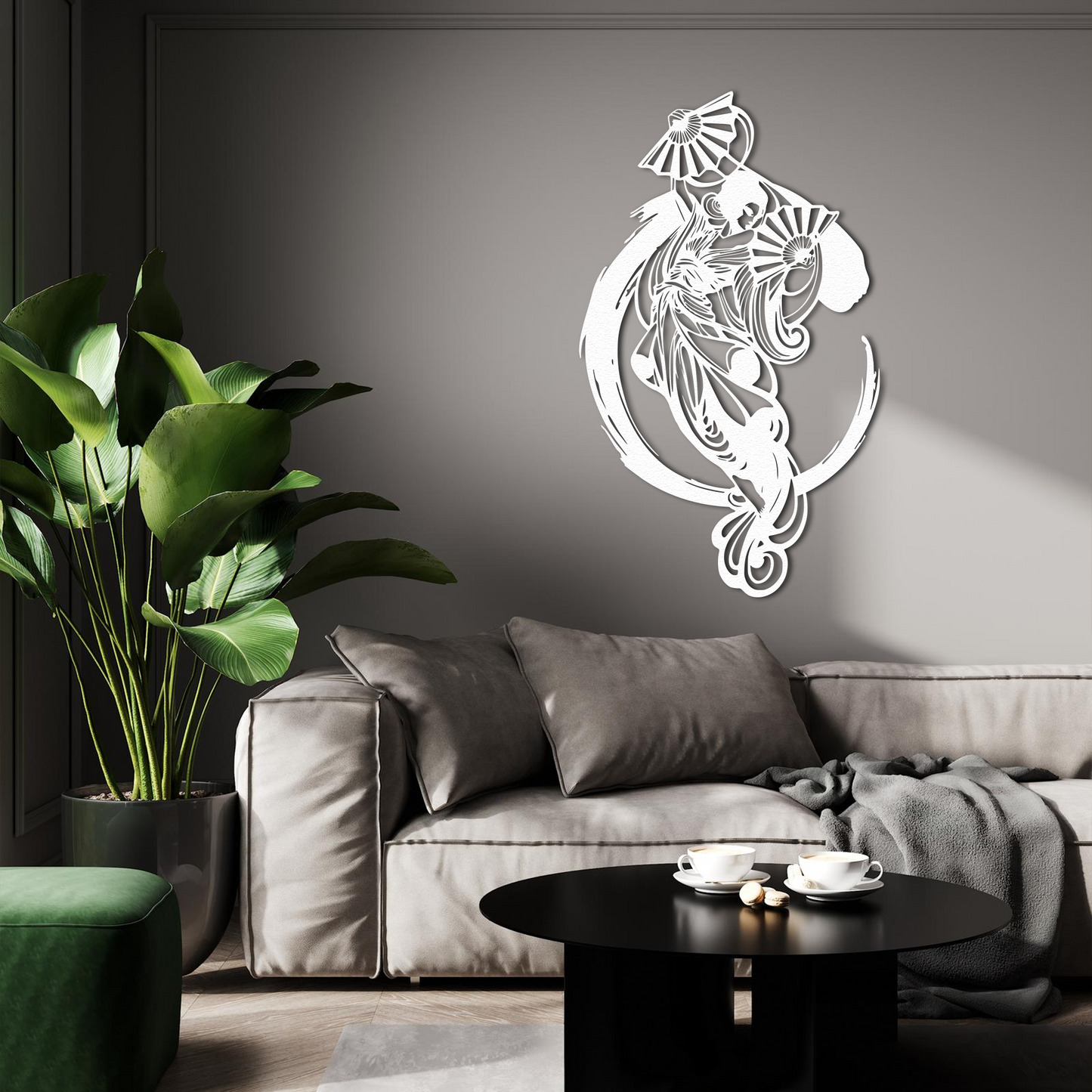 Japanese Geisha Metal Wall Decor
