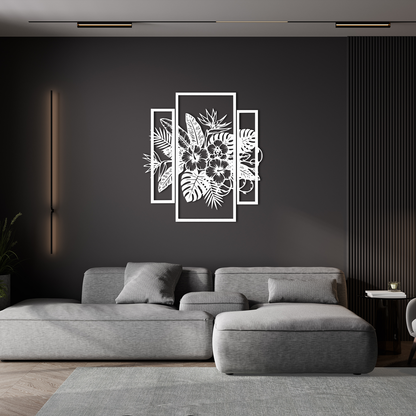Botanical Metal Wall Decor with Floral Design