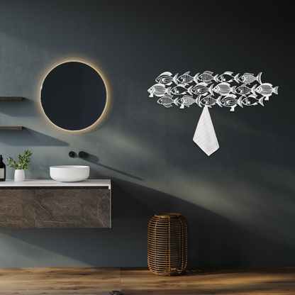 Coastal Fish Metal Wall Hook Rack