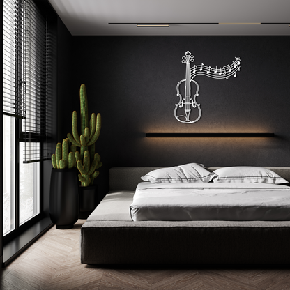 Music Note Violin Metal Wall Hanging