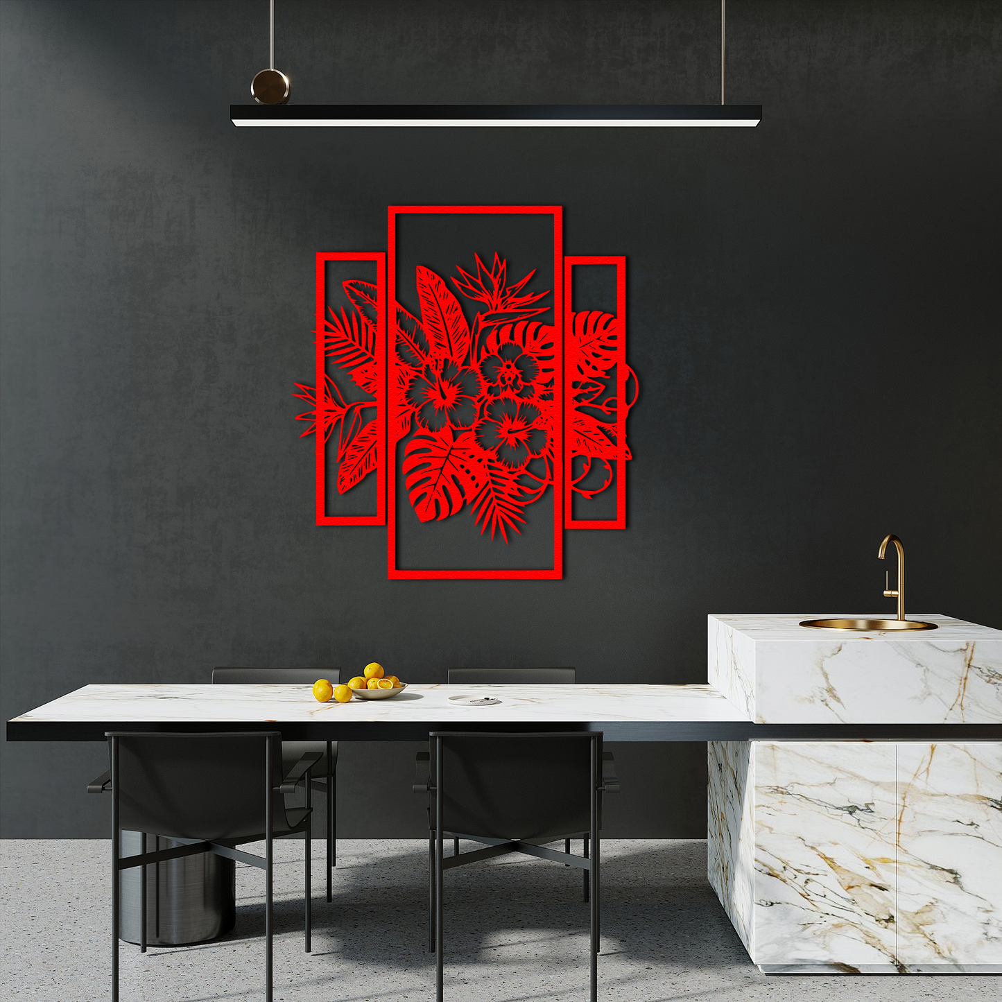 Botanical Metal Wall Decor with Floral Design