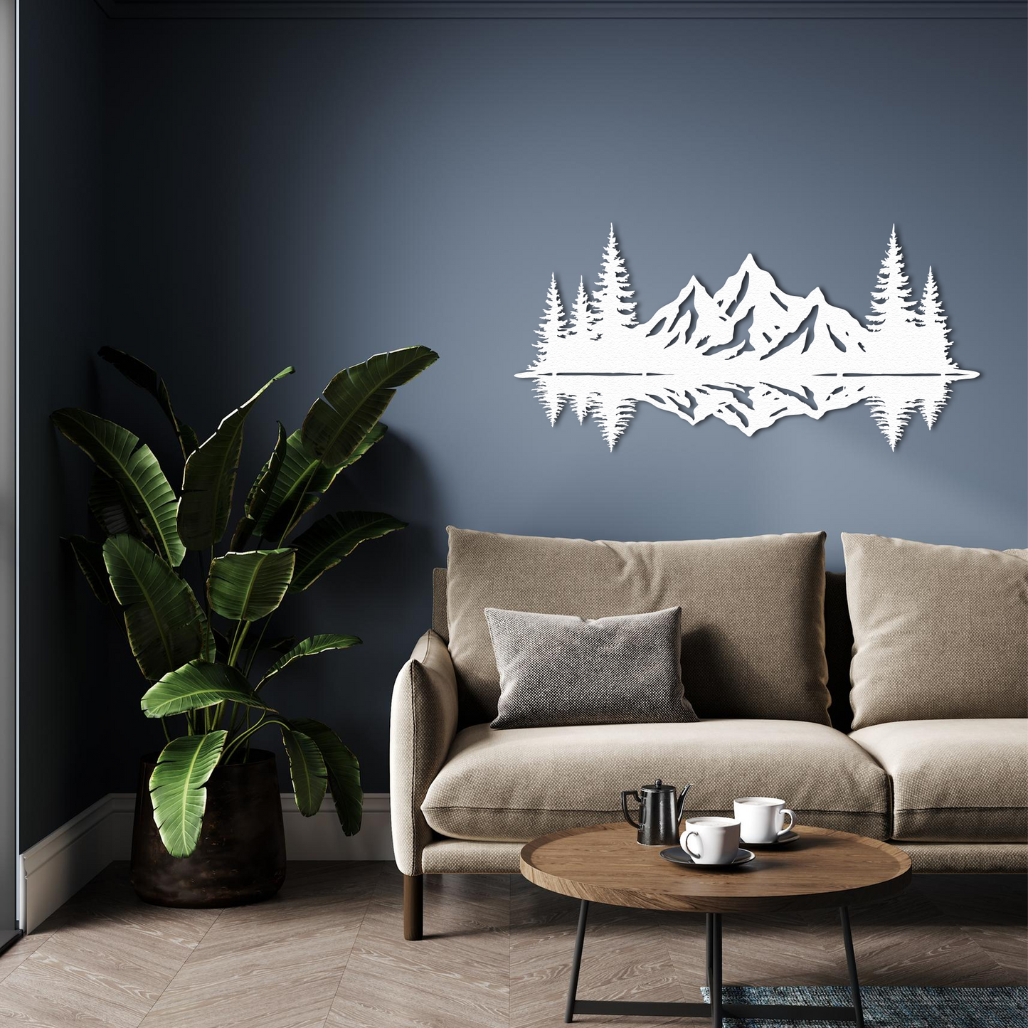 Modern Mountain and Forest Wall Sculpture