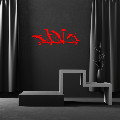 Penguin Family Metal Wall Hooks