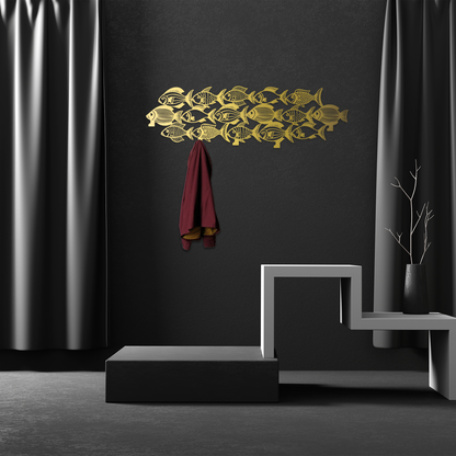 Coastal Fish Metal Wall Hook Rack