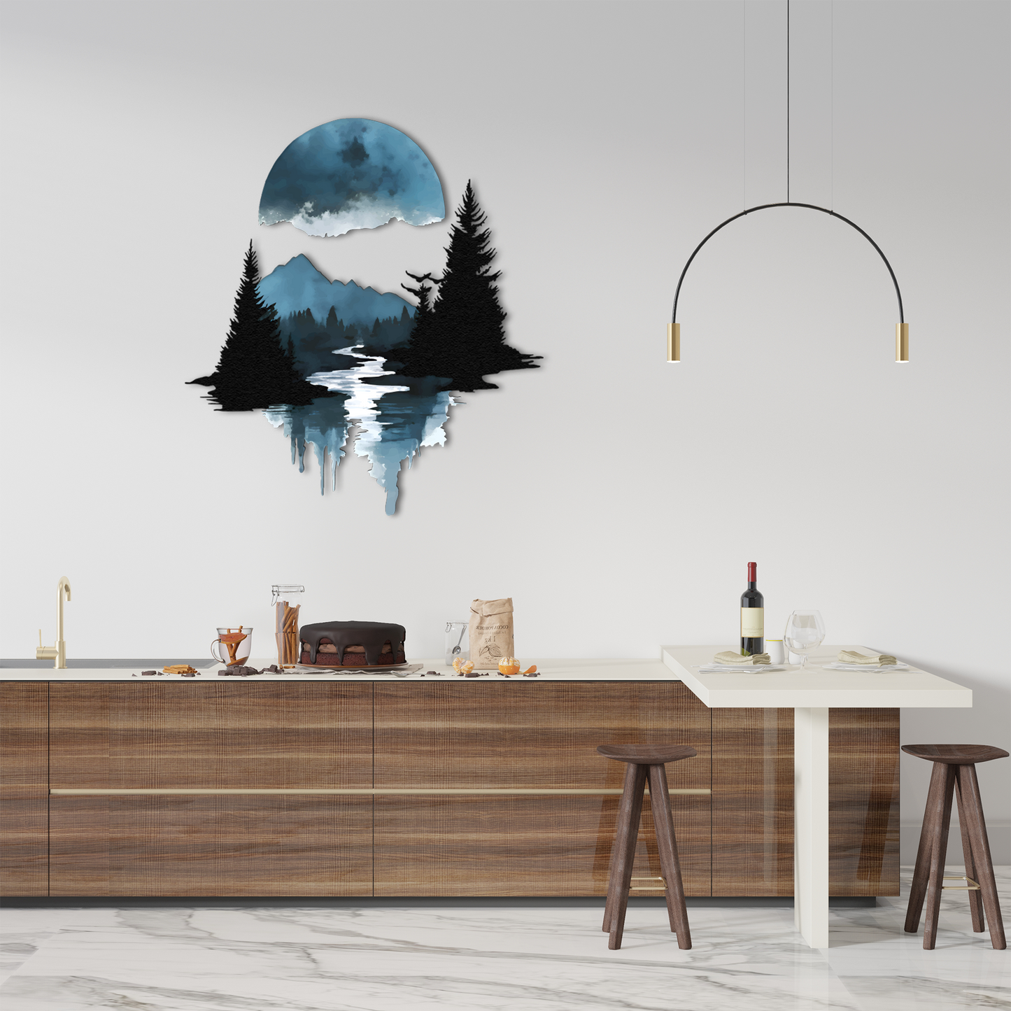 Mountain Forest Reflection Metal Wall Art