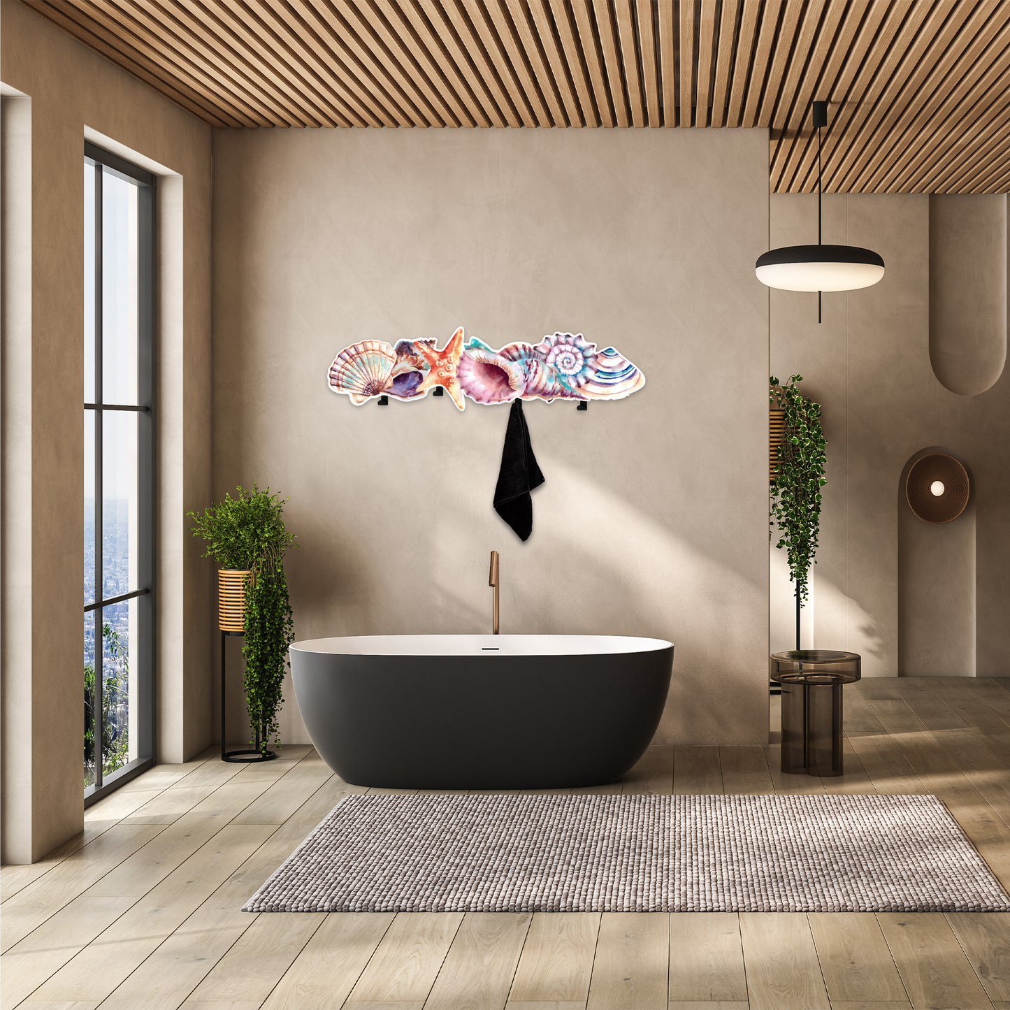 Coastal Seashell Wall Hook Rack – Beach Style Decorative Coat Hanger
