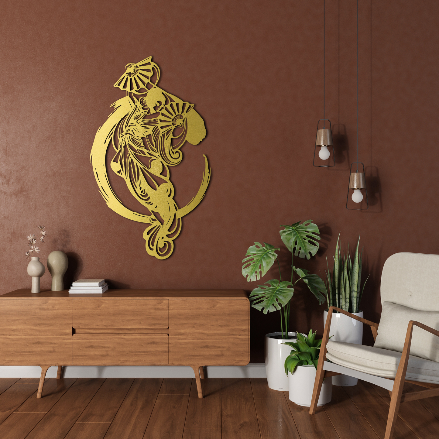 Japanese Geisha Metal Wall Decor
