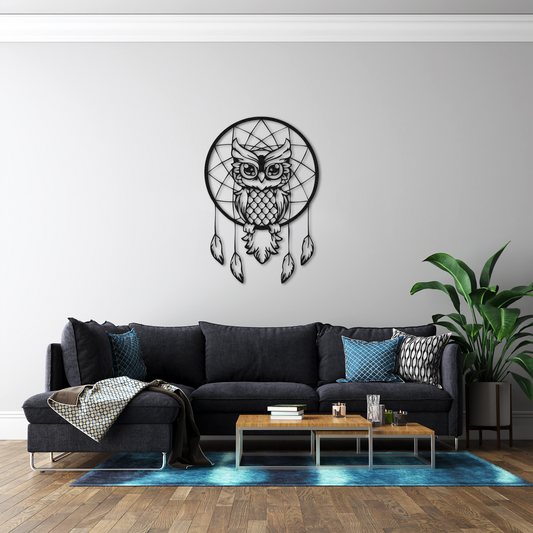 Owl Dreamcatcher Metal Wall Art – Boho Inspired Wall Decor
