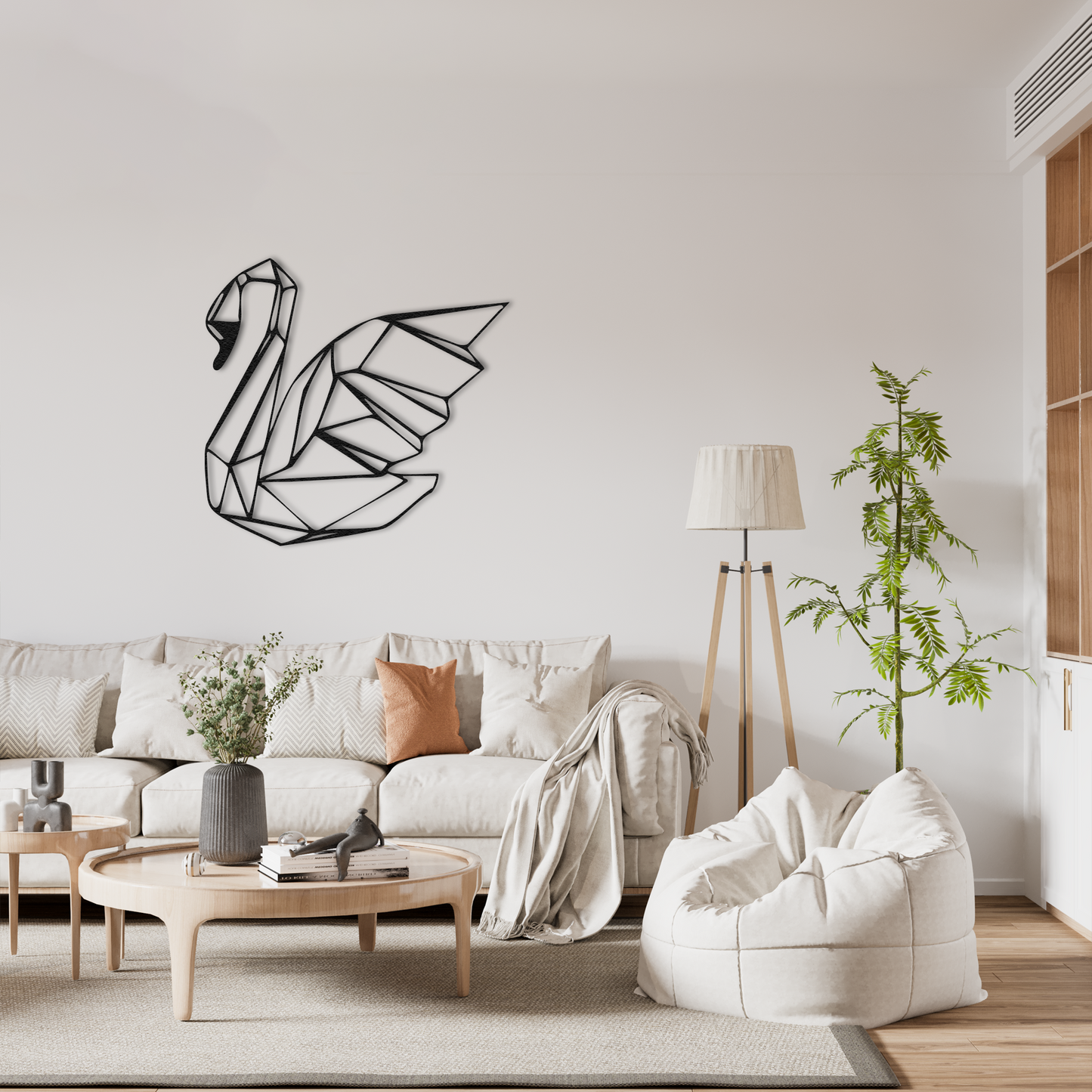 Abstract Swan Metal Wall Decor – Geometric Animal Art
