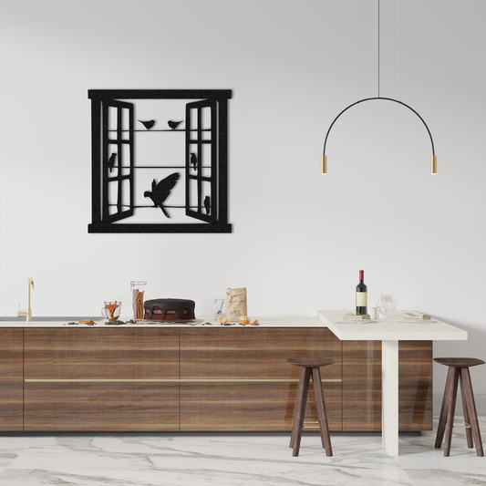 Window Bird Metal Wall Art – Modern Nature Inspired Home Decor