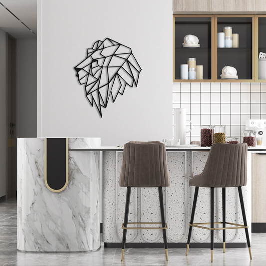 Abstract Geometric Lion Wall Decor – Metal Wall Art