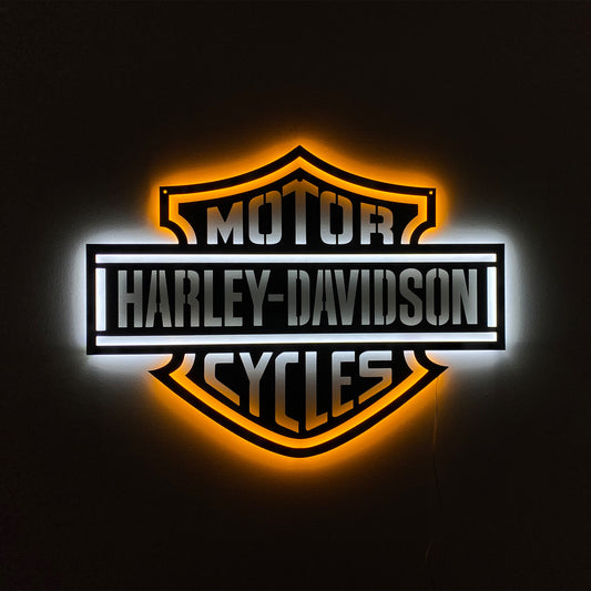 LED Backlit Motorcycle Garage Decor