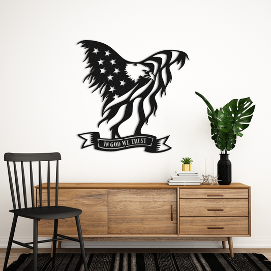 American Eagle Metal Wall Art – Patriotic USA Flag Home Decor