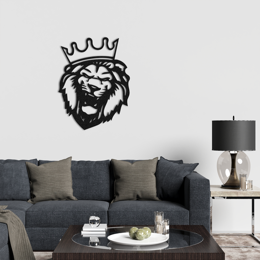 Crowned Lion Metal Wall Art – King of Jungle Wall Decor