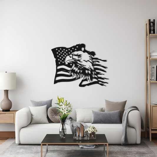 American Eagle Metal Wall Art – Patriotic USA Flag Wall Decor