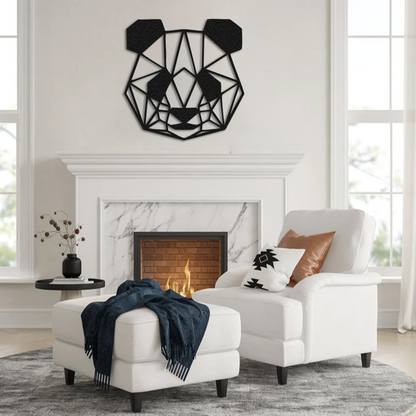 Geometric Panda Metal Wall Art – Modern Animal Home Decor