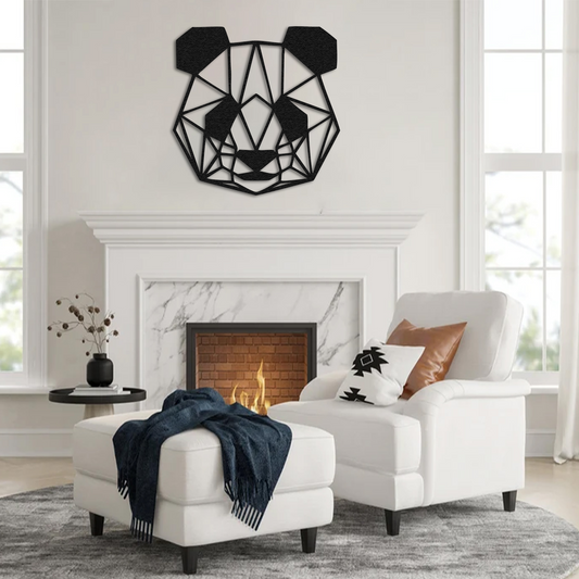 Geometric Panda Metal Wall Art – Modern Animal Home Decor