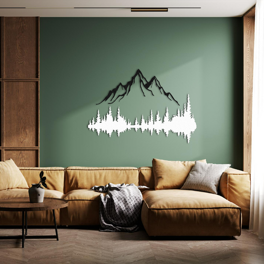 🏔️ Mountain and Forest Metal Wall Art