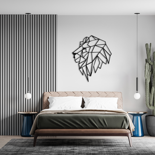 Abstract Geometric Lion Wall Decor – Metal Wall Art
