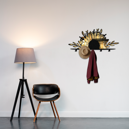 Sunflower Branch Metal Wall Hook