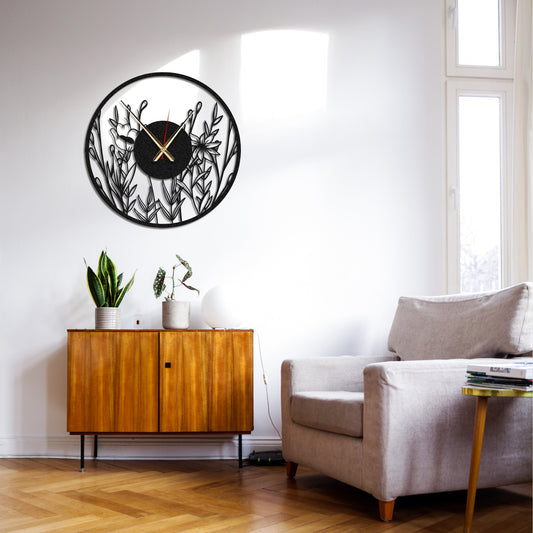 Poppy Flower Metal Wall Clock