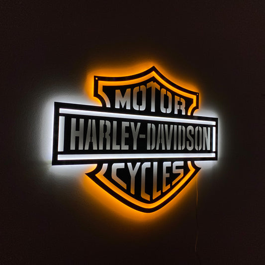 LED Backlit Motorcycle Garage Decor