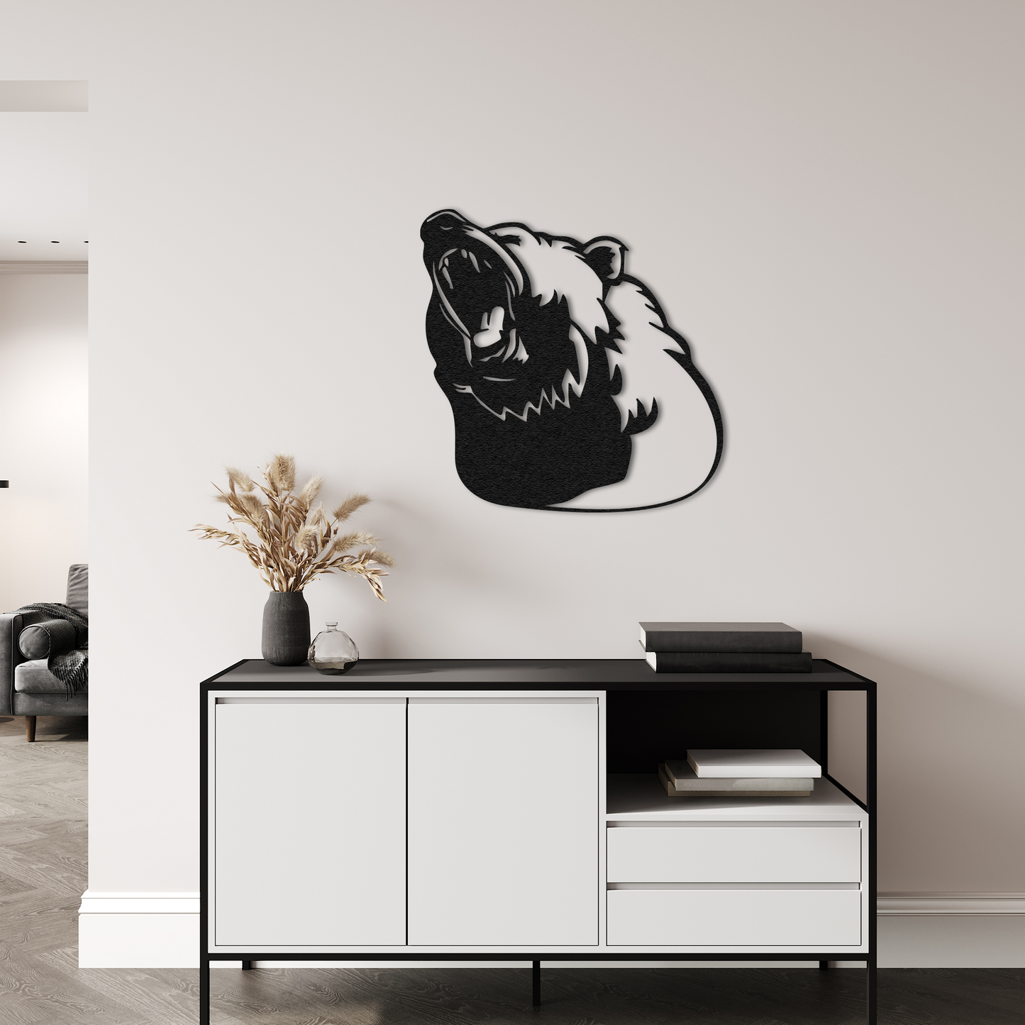 Roaring Bear Metal Wall Art – Rustic Cabin and Lodge Decor