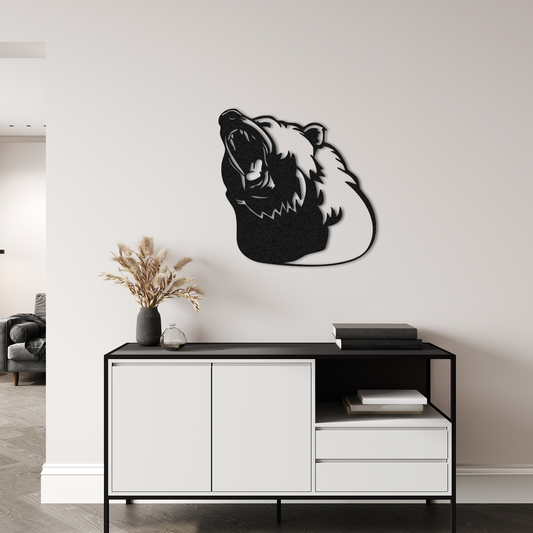 Roaring Bear Metal Wall Art – Rustic Cabin and Lodge Decor