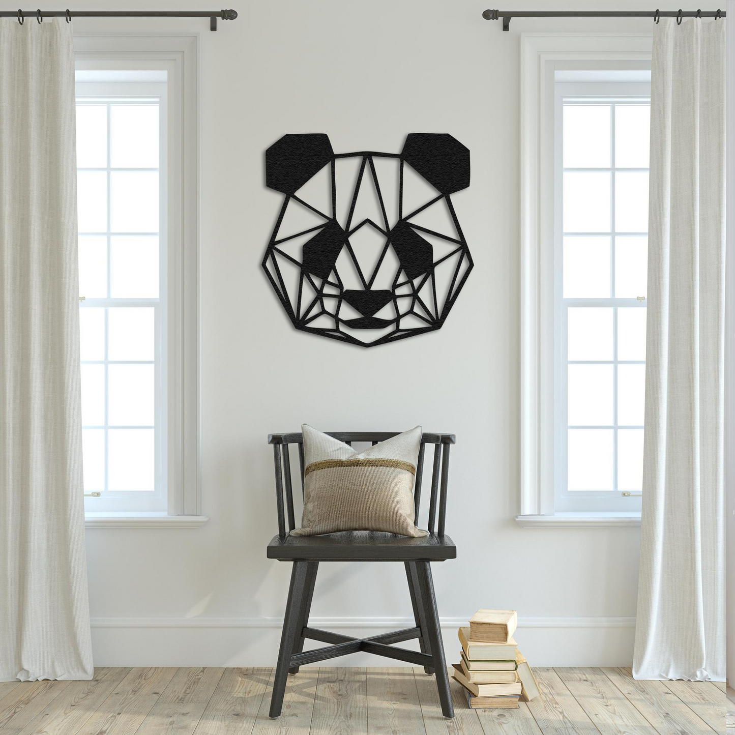 Geometric Panda Metal Wall Art – Modern Animal Home Decor
