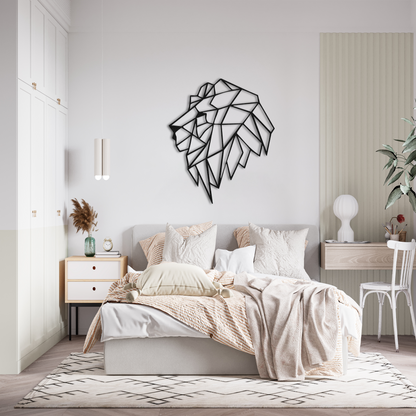 Abstract Geometric Lion Wall Decor – Metal Wall Art