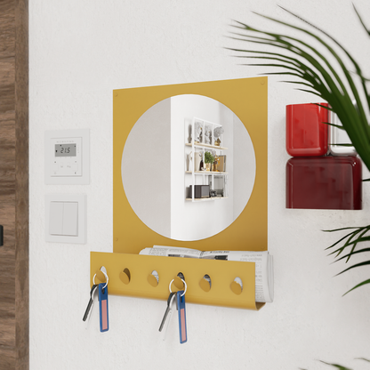 Minimalist Wall Mirror with Key Organizer
