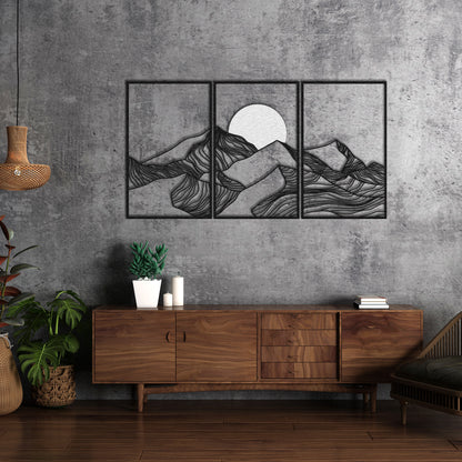 Golden Sunny Mountain Metal Wall Decor, Extra Large Farmhouse Wall Art, Landscape Wall Decor, Outdoor Metal Wall Art, Housewarming Gift Art
