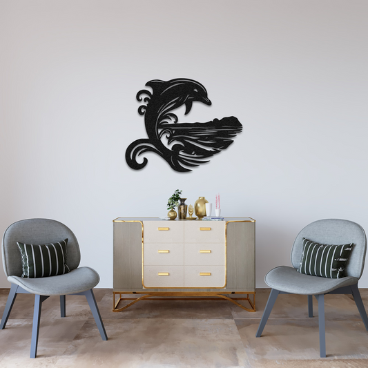 Dolphin Wave Metal Wall Art – Ocean Inspired Coastal Home Decor