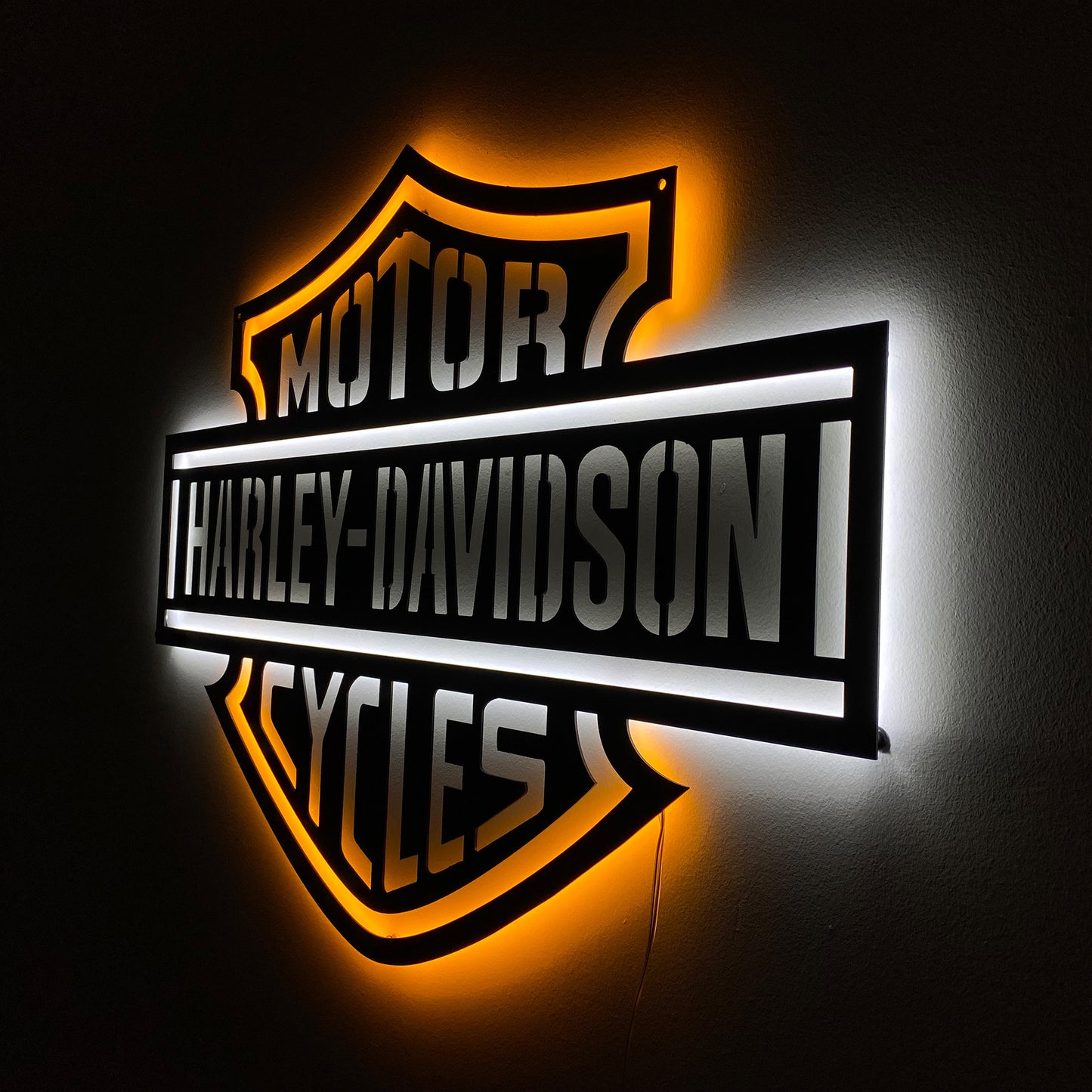 LED Backlit Motorcycle Garage Decor