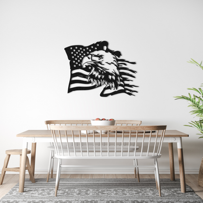 American Eagle Metal Wall Art – Patriotic USA Flag Wall Decor