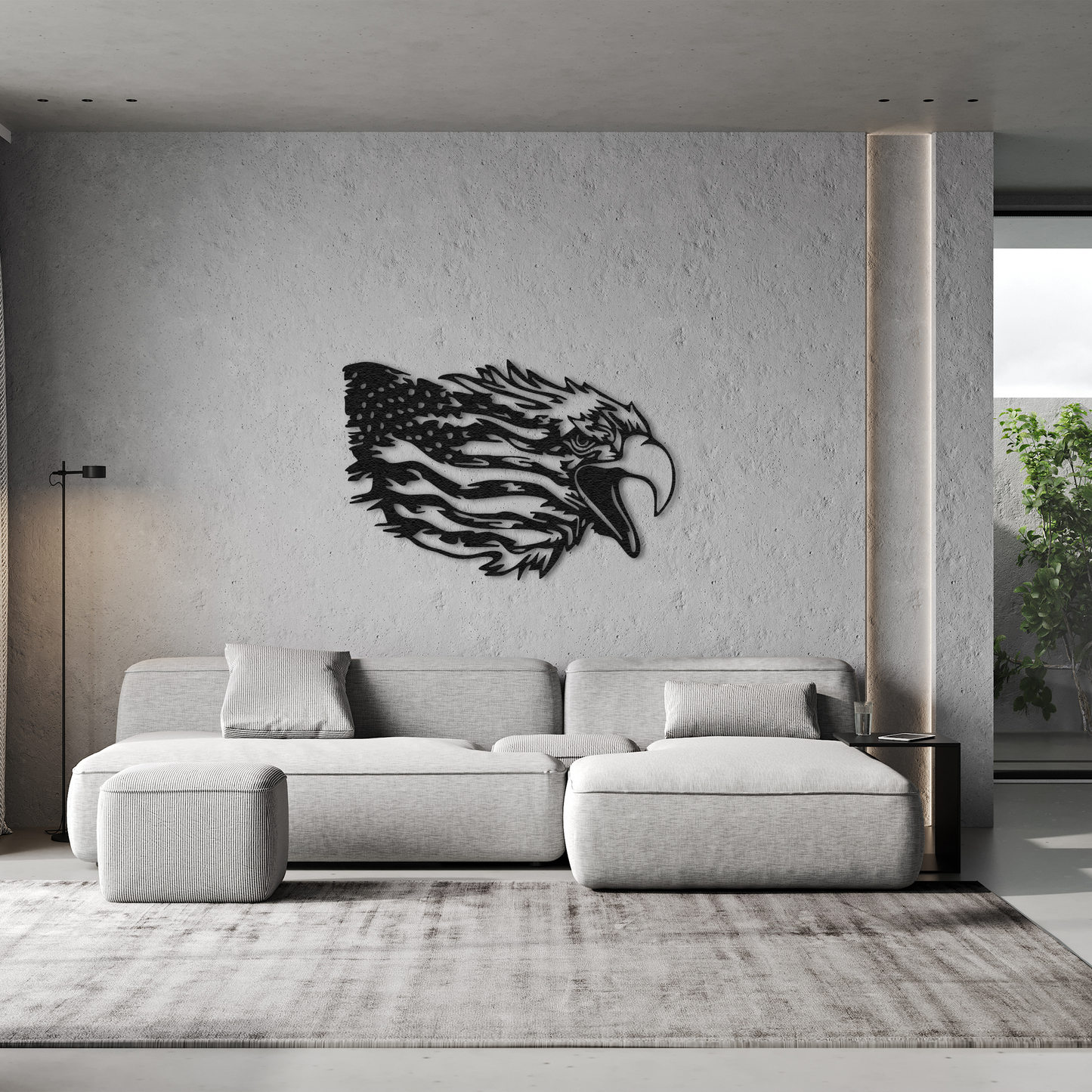 American Eagle Head Metal Wall Art – Patriotic USA Flag Decor