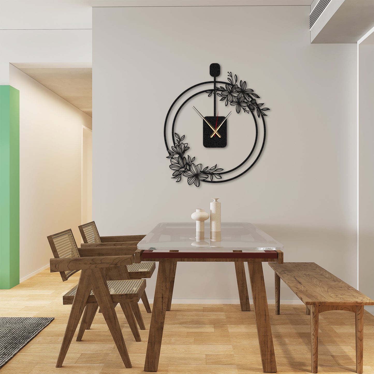 Poppy Flower Metal Wall Clock, Flower Art Design Wall Clock, Modern Minimalist Wall Clock,Silent Cute Wall Clock Gift,Large Livingroom Clock (Kopya)